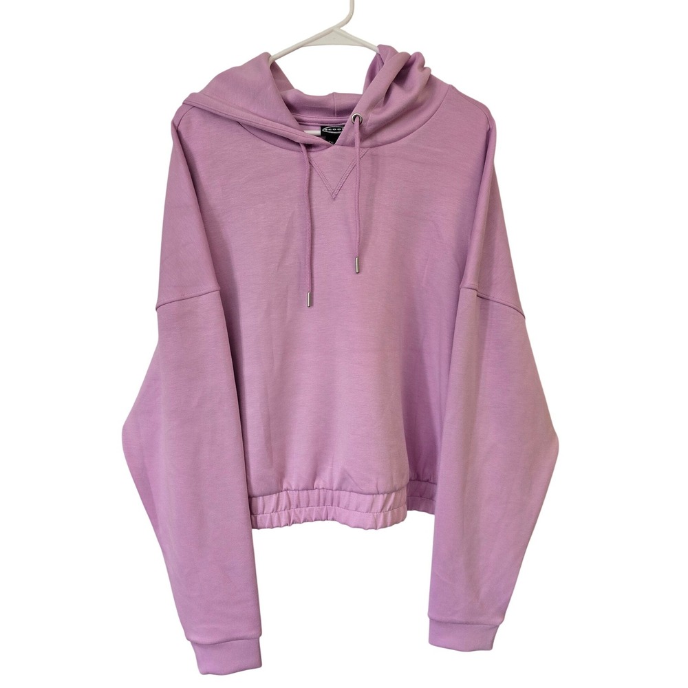 Scoop Womens Lavender Purple Scuba Cropped pullover Hoodie Sweatshirt XXL NWT